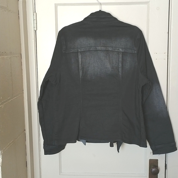 EUC Love & Legend Size 20 Black Denim Motto Style Jacket - Picture 6 of 8